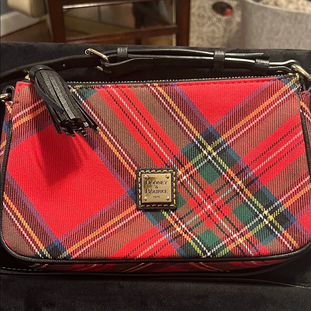 Dooney & Bourke Red and Green Plaid Crossbody Bag